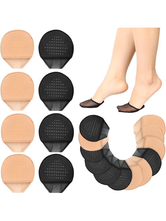 10 Pairs Ball of Foot Cushion Socks, No-Show Liner Half Sock Non-Slip Seamless Toe Topper Cover for Women Girls Flats High Heels Sandals