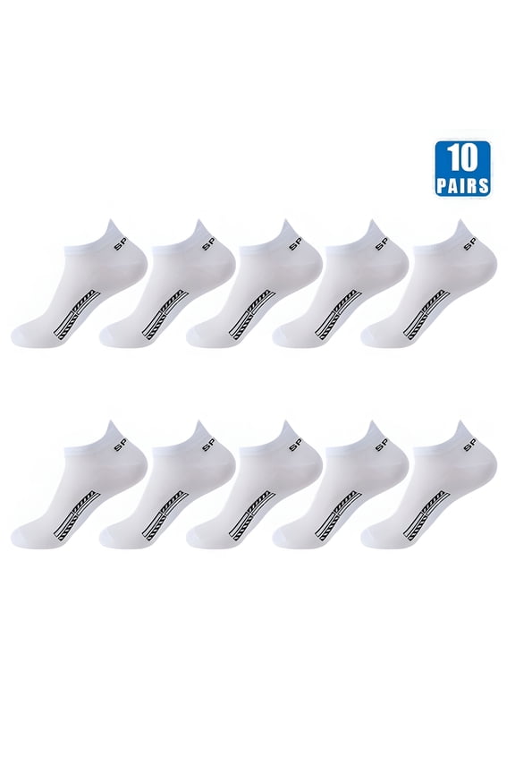 10 Pairs Cotton Men'S Short Socks Crew Ankle High Quality Breathable Mesh Sports Casual Women Summer Low-Cut Thin Sock for Male Eur 42-46(Us 10-13)