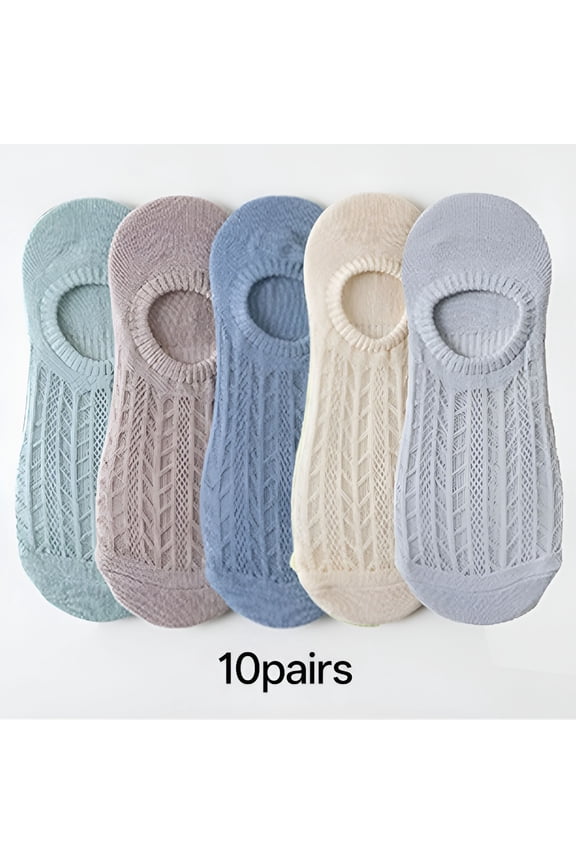 10 Pairs No Show Socks Womens Net Socks Non Slip Low Cut Ankle - Invisible Liner Socks for Casual & Formal Wear - Soft & Stretchable