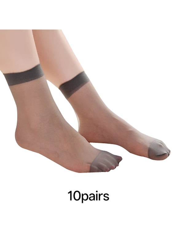 10 Pairs Nylon Socks for Women Sheer Thin Ankle Stocking Footies Transparent Silk Dress Socks with Reinforced Toe Sheer Socks Women