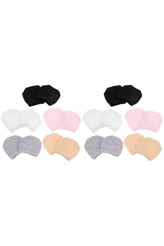 10 Pairs of Cotton Half Socks Toe Topper Liner Socks Toe Cover Socks Invisible Socks for Lady (Black White Pink Gray Skin Color)