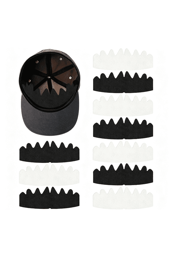 10 Pcs Baseball Caps Inserts,Flexible Washable Reusable Hat Sweat Liner,Hat Liners Sweat Protection,Hat Shaper Insert,Hat Stiffener,Baseball Cap Sweat Liner(Black&White)
