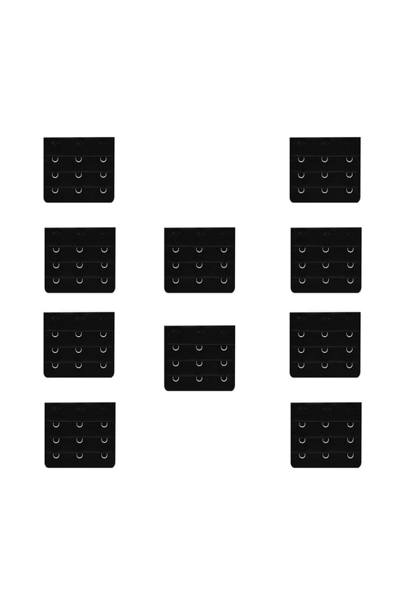 10 Pcs Bra Extender,2.2" Flexible 3 Rows and 3 Fasteners Women's Bra Extenders,Eco-Friendly and Non-Toxic Dyes Bra Strap Extender,Black