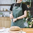thumbnail image 1 of TELOLY 100% Cotton Art Aprons for Painting Pottery Ceramics,Men Women Kitchen Cooking Aprons Waterproof Green, 1 of 7