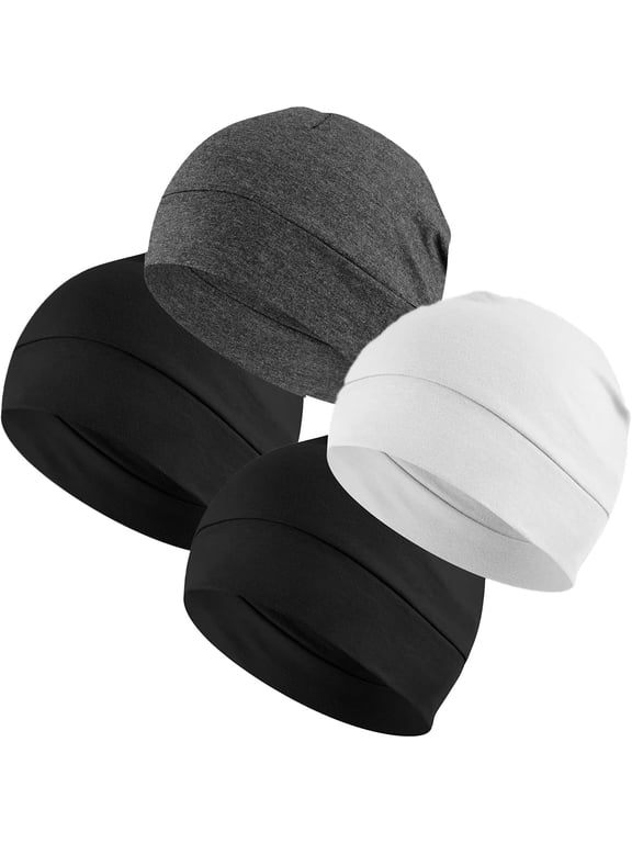 100% Cotton Skull Caps Beanie Sleeping Hats for Men Women | Lightweight, Soft & Breathable Skully Head Cover, Helmet Liner for Cycling & Running, Wicking Cpap Chemo Bald Nightcap
