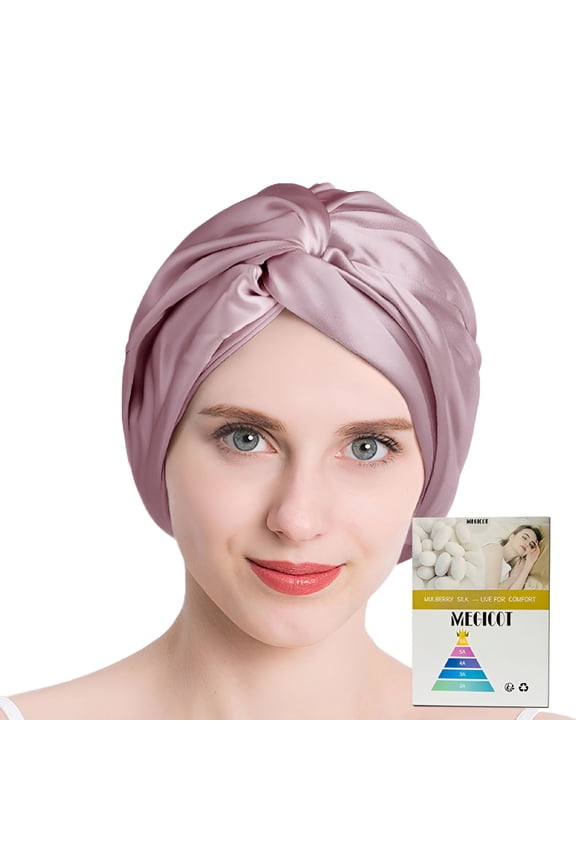 100% Mulberry Silk Double Layer Sleep Cap with Elastic Band, Hair Care Bonnet for Natural Hair Curly Hair