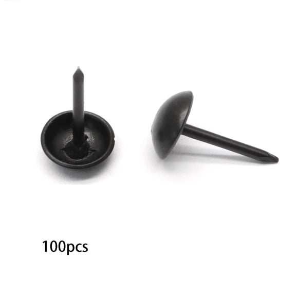 TELOLY 100 Pcs Black Round Head Upholstery Tacks 11X16Mm with Box|Premium Metal Construction,Vintage Antique Finish,Compact Size,Plastic Storage Box Included,Versatile for Furniture Diy
