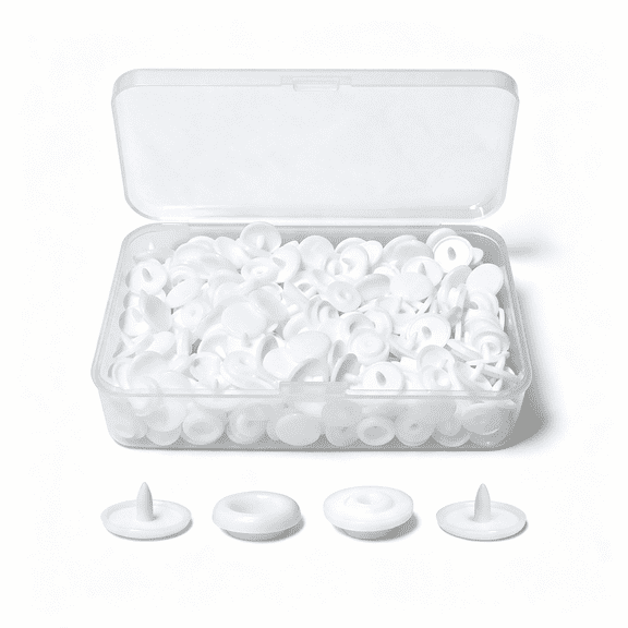 TELOLY 100 Sets White T5 Plastic Snaps Round Resin Snaps Buttons for Clothing Diapers Crafting Diy Crafts Plastic Snaps for Fabric