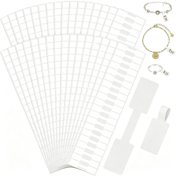 TELOLY 1000 Pcs Jewelry Tags,Self Adhesive Jewelry Price Tags Stickers,White Blank Rectangle Ring Tag Label for Necklace Earring Bracelet Pricing Identify Convenient Jewelry Tags for Pricing