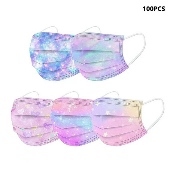 TELOLY 100Pcs Masks Disposable,Everyday Comfort and Protection,Adjustable Ear Loops for Secure Fit,Breathable Non Woven Fabric for Long Hours,Multicolor1
