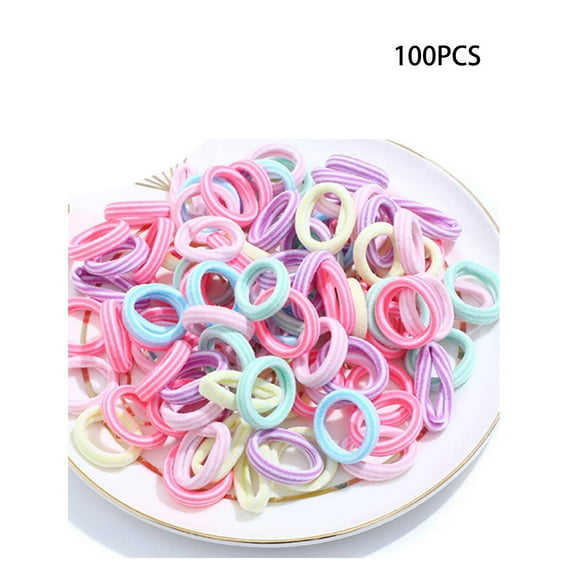 TELOLY 100Pcs Hair Ties Child Scrunchies High Elasticity Toddler Hair Ties,Style 5