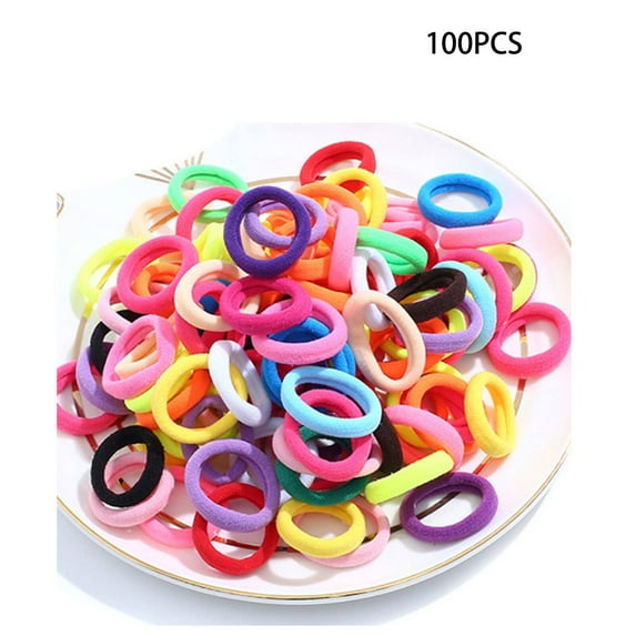 TELOLY 100Pcs Hair Ties Child Scrunchies High Elasticity Toddler Hair Ties,Style 6