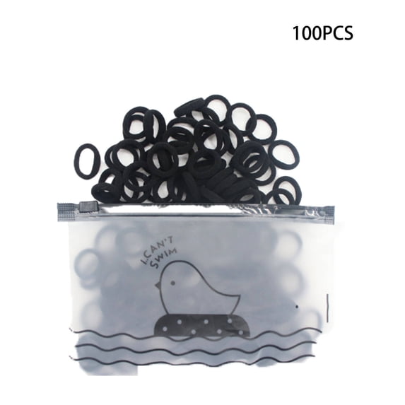 TELOLY 100Pcs Hair Ties Macaron Color Toddler Hair Ties Simple Scrunchies,Black