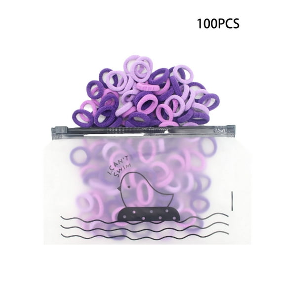 TELOLY 100Pcs Hair Ties Macaron Color Toddler Hair Ties Simple Scrunchies,Purple Series