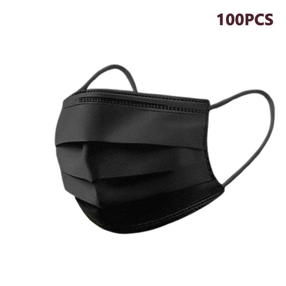 TELOLY 100Pcs Masks Disposable,Reliable Protection for AllDay Wear,Adjustable Ear Loops for Comfortable Fit,Breathable NonWoven Material,Black