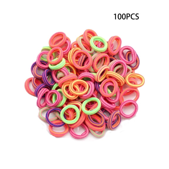 TELOLY 100Pcs Toddler Hair Ties Simple Style Baby Hair Ties Cloth Kids Hair Ties,Deep Stripes