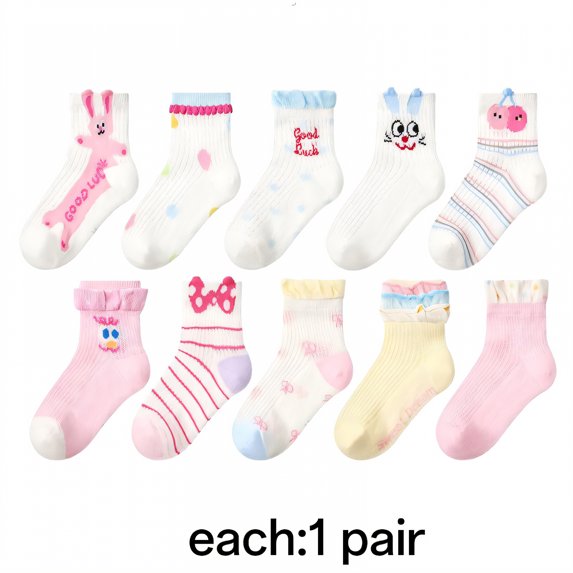 TELOLY 10Pack Toddler Socks,Soft Cotton Touch Toddler Socks 2T-3T,Cool No Allergy Kids Socks,Colormixing2,M