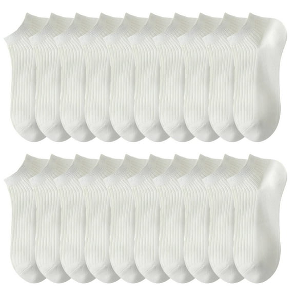 TELOLY 10Pairs Mens Ankle Socks,Elastic Rib Structure Mens White Socks,Toe Seam-Free Mens Athletic Socks,White