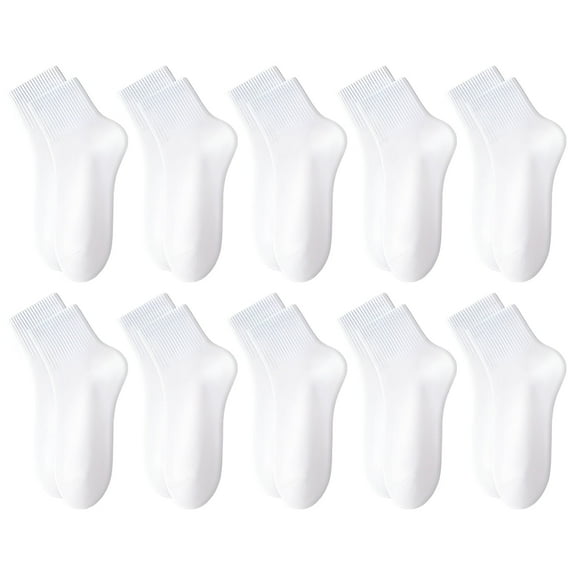 TELOLY 10Pairs Mens Ankle Socks9-13Mens Ankle Socks Size 9-11 Men's Socks ,White