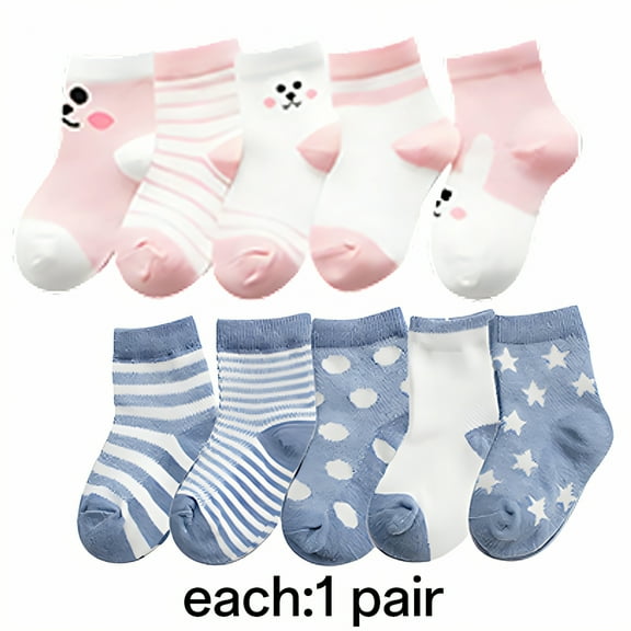 TELOLY 10Pairs Toddler Socks,Cotton Mesh Enhances Airflow Baby Socks 6-12 Months,Balanced Elasticity, Stays Put Kids Socks,Colormixing1,XS