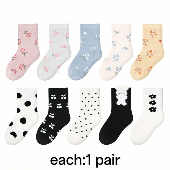 TELOLY 10Pairs Toddler Socks,Well-Suited for Spring/Summer,Fresh and Energetic Baby Boy Socks,Lively Colors,Simple to Match Kids Socks,Colormixing2,S