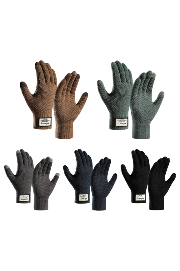 10Pcs Hand Warming Gloves,Double-Layer Knitted Elastic Wrist Design Winter Work Gloves for Men,Touchscreen Functionality Fingertips Warm Work Gloves