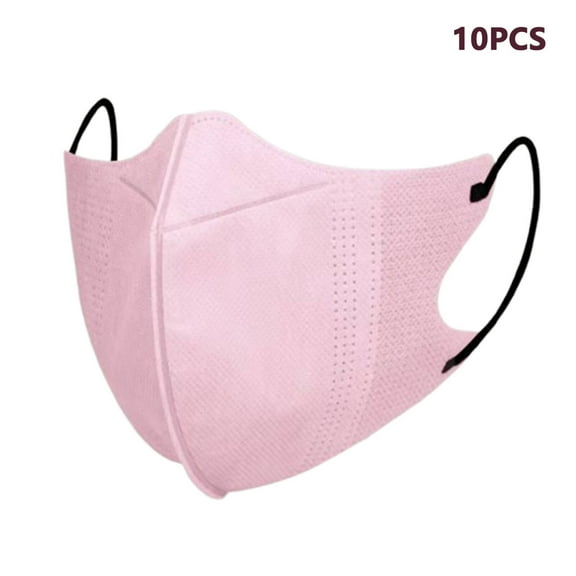 TELOLY 10Pcs Masks Disposable,Perfect for Work and Daily Use,Adjustable Ear Loops and Nose Bridge for Secure Fit,Breathable NonWoven Fabric,Pink