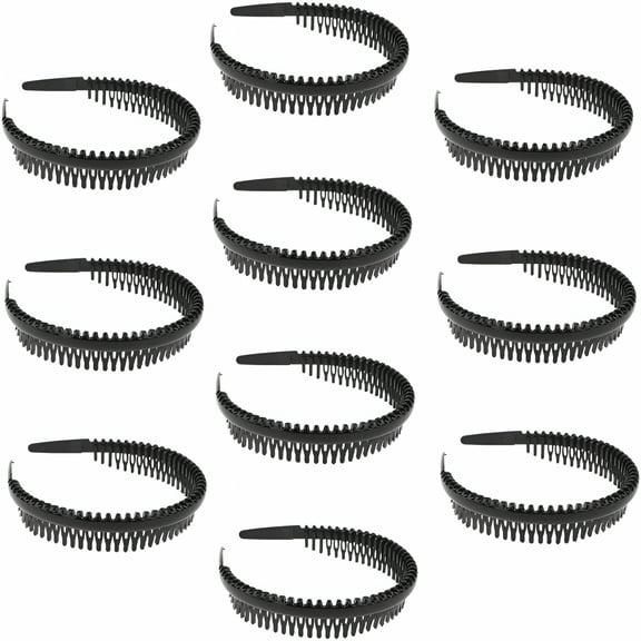 TELOLY 10pcs Mens Workout Headbands Hair Bands Headwrap Metal Headband for Men Teeth Comb Hair Hoop Female Headdress Hair Ties for Men Unisex Hair Band Hair Accessory Headgear Spring Wave