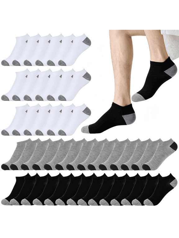 12-30 Pairs Low Cut Ankle Socks for Men Thin Breathable Casual No Show Athletic Socks Bulk Men Ankle Socks