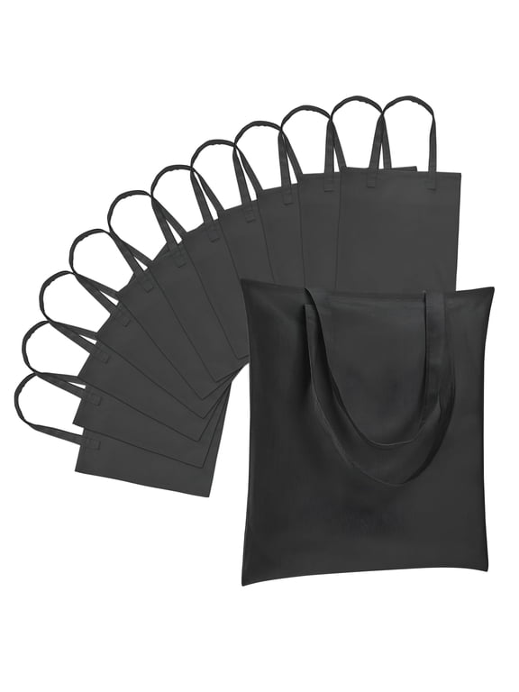12 Pack Canvas Tote Bag - Lightweight Tote Bags Bulk Blank Reusable Grocery Bags for DIY Shopping Gift Activity - Black