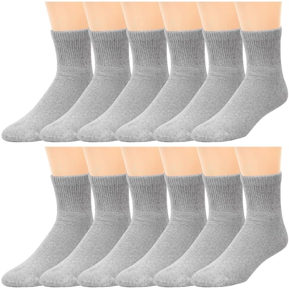 TELOLY 12-Pack Diabetic Socks Approved Socks for Men Women Legs Blood Circulatory Problems,Diabetes,Edema,Neuropathy,Quarter Size 10-13 Gray