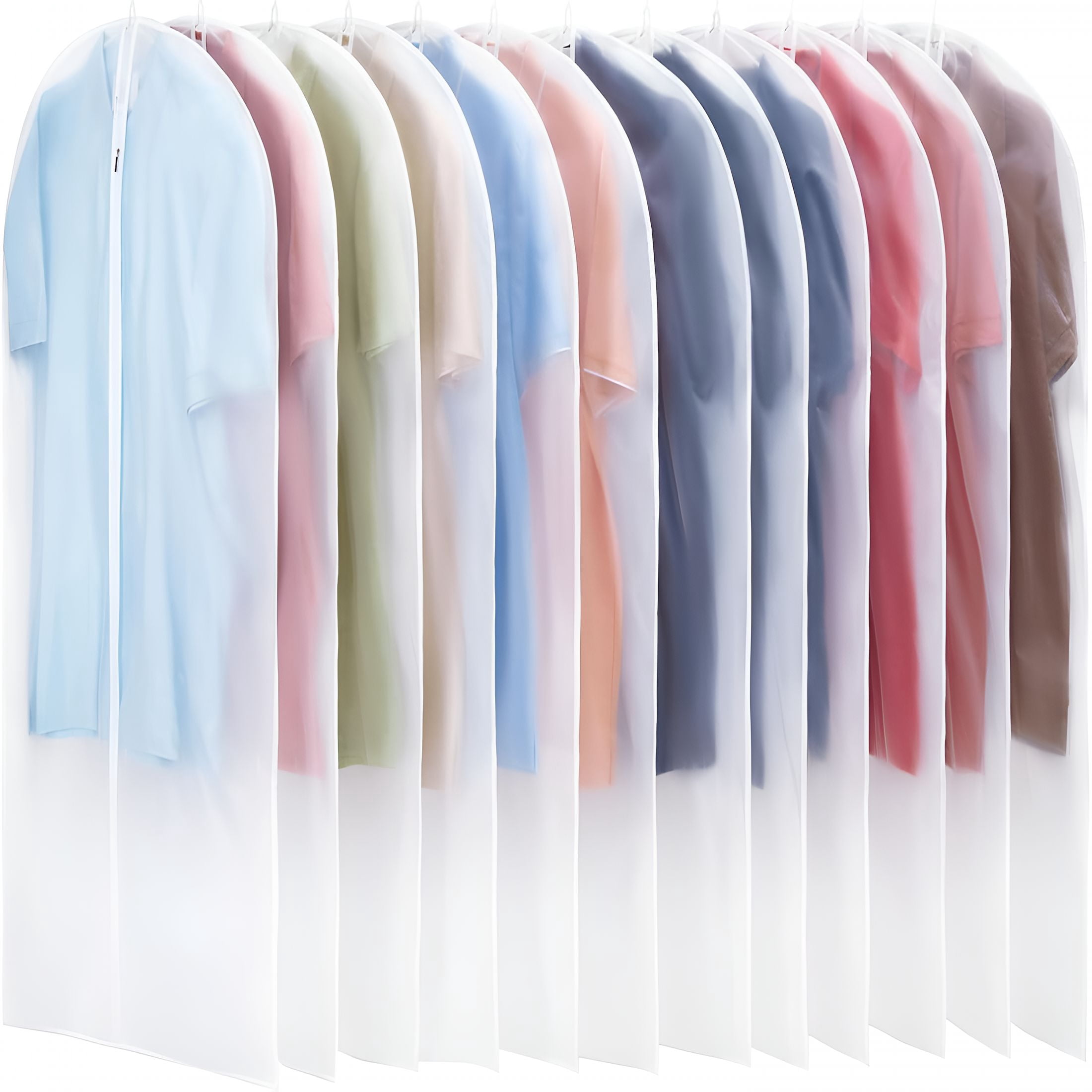TELOLY 12 Pack Garment Bags for Hanging Clothes-Translucent Suit Bag for Closet Wardrobe Storage Travel-24"X 42"