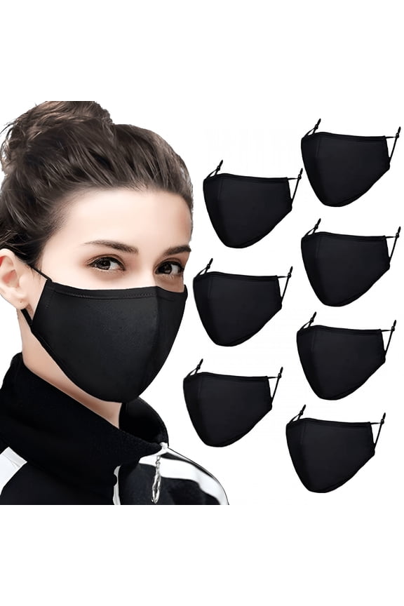 12 Pack Reusable Cloth Face Masks for Adults, Washable Adjustable Covering with Ear Loops, Breathable Fabric for Travel, Work & Daily Use, Black
