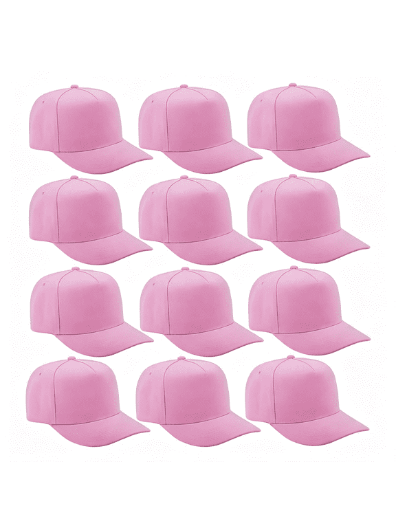 12 Pack Seamless Baseball Caps Wholesale Bulk-No Center Seam,Diy Friendly,Adjustable Breathable Lightweight for Men Women Seamless Design Pink Hat