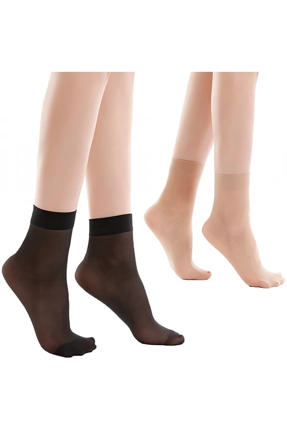 12 Pack Women's Nylon Socks Ankle High Sheer Pantyhose Summer Socks for Women,Nude