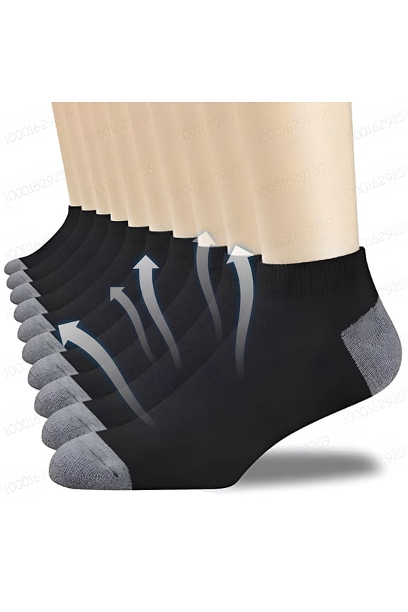 12 Pairs Ankle Socks for Men Size 10-13 Crew Quarter Socks in Bulk, Black (US 10-13)
