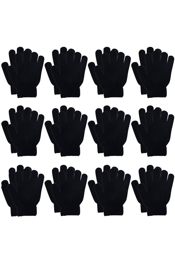 12 Pairs Kids Gloves Winter Toddler Gloves Full Fingers Knit Gloves Children Stretchy Warm Gloves Bulk for Boys Girls