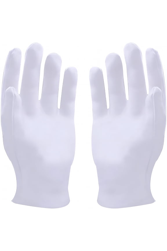 12 Pairs White Cotton Gloves Soft Lightweight Work Gloves for Cosmetic Moisturizing Coin Jewelry Inspection Hand Spa Thick XXL Size
