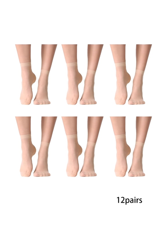 12 Pairs Women'S Ankle High Sheer Socks Nude Stocking Ultra Thin Cool See Through Silk Socks for Women,Skin Color