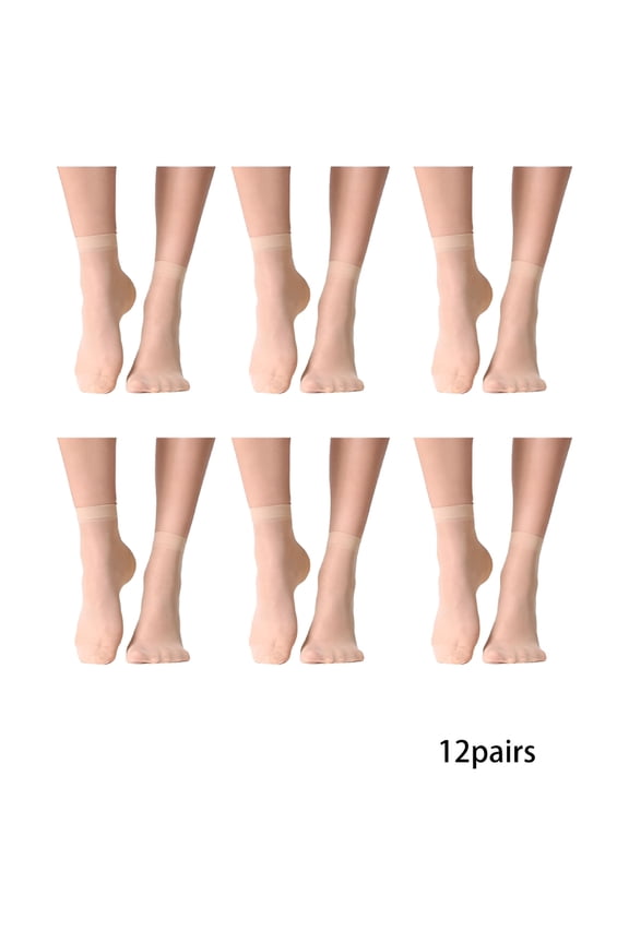 12 Pairs Women'S Ankle High Sheer Socks Nude Stocking Ultra Thin Cool See Through Silk Socks for Women,Skin Color