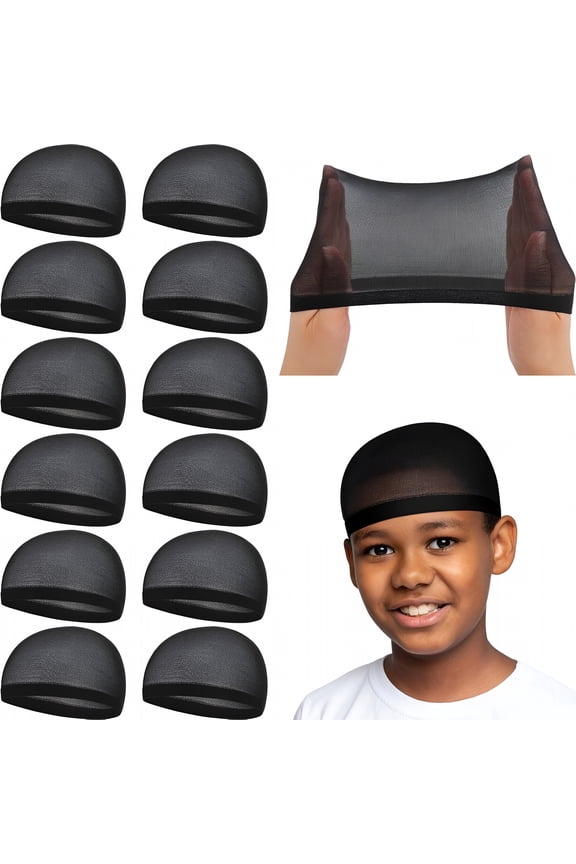 12 Pcs Kids Stocking Wave Cap Stretchy Stocking Skull Cap Baby Beanie Caps Stretchy Stocking Cap Black One Size