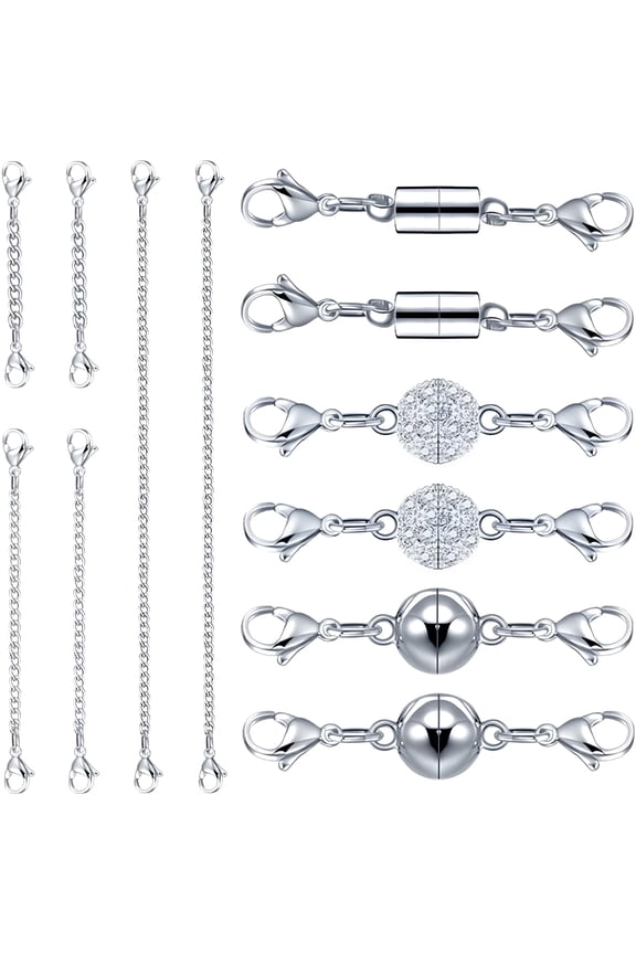12 Pcs Necklace Extenders Chain Extenders for Women Jewelry Making Supplies (Silver)