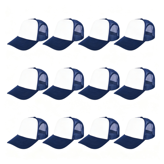 TELOLY 12 Pcs Sublimation Trucker Hats Blank Mesh Baseball Cap Polyester Bulk Mesh Trucker Hat for Men and Women, Customizable Trucker Hat Blank