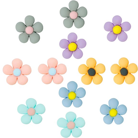 TELOLY 12PCS Flower Shoe Charms. Daisy. Cherry Blossoms. Flowers Cartoon Shoe Charms. Garden Shoe Decoration Accessories Women For Clogs
