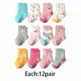 thumbnail image 1 of TELOLY 12Pack Toddler Socks,Reinforced Heel Cradles Small Feet Baby Boy Socks,Cooler Option for Warm Weather Toddler Socks 4T-5T,Colormixing3, 1 of 4