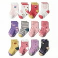 thumbnail image 1 of TELOLY 12Pairs Kids Socks,0-1 Years Old Non Slip Socks,Mid-Calf Length Baby Girl Socks,Style10,S, 1 of 1