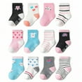 thumbnail image 1 of TELOLY 12Pairs Kids Socks,0-1 Years Old Non Slip Socks,Unisex Design Baby Girl Socks,Combination9,S, 1 of 1