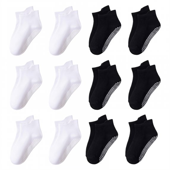TELOLY 12Pairs Kids Socks,1-3Years Old Non Slip Socks,Color Matching Baby Girl Socks,Combination1,M