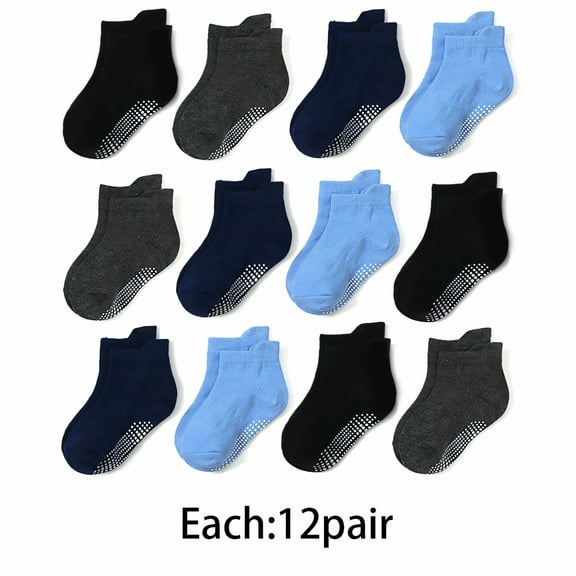 TELOLY 12Pairs Toddler Socks,Contours to the Foot Toddler Boy Socks,Shaped for Feet Baby Boy Socks,Style3,3-5T