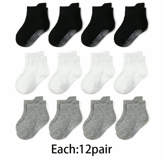 TELOLY 12Pairs Toddler Socks,Light and Natural Touch Toddler Boy Socks,Secure Underfoot Feel Baby Boy Socks,Style1,3-5T